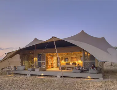 A tented lodge camp in Tanzania safari park