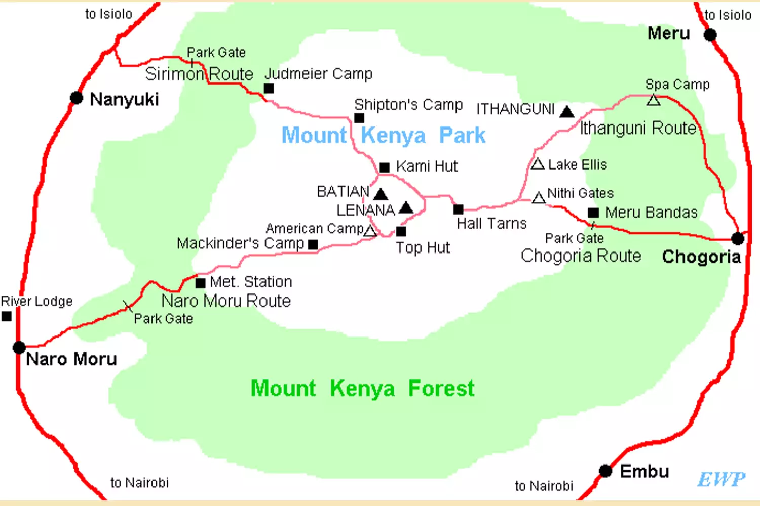 Mount Kenya National Park Map