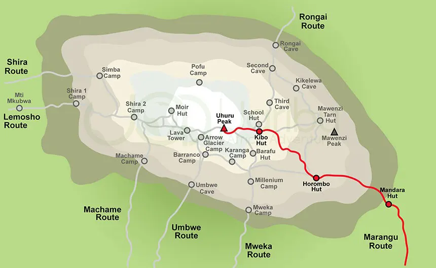 Marangu-Routenkarte